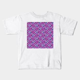 Retro Purple and Blue Floral Pattern Kids T-Shirt